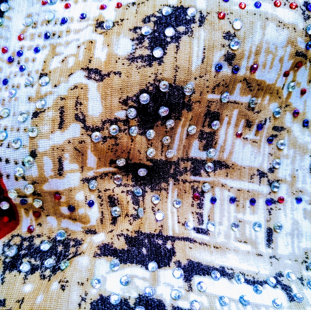 women's⭐blouse w. rhinestones top fashion shoe Xl - Picture 7 of 8